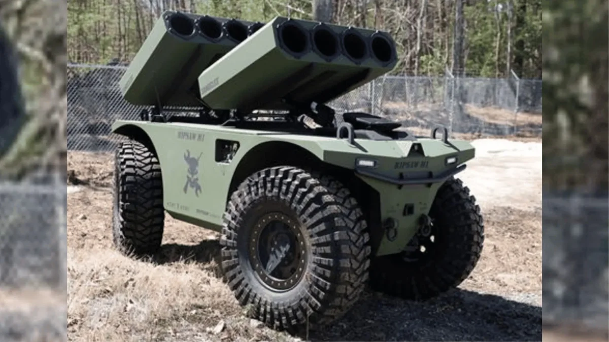 RIPSAW M1 military robot hits 53 mph, scouts and fires munitions